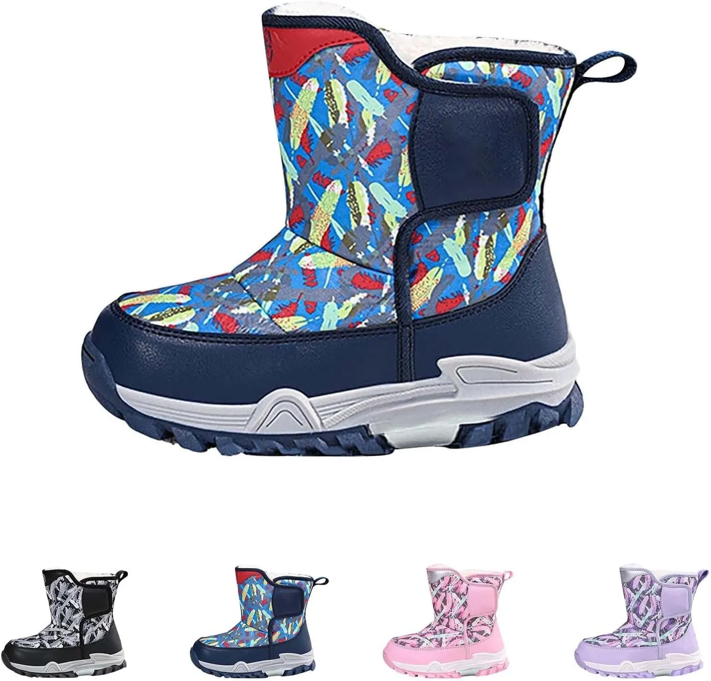 Snow Boots for Kids Boys Winter Warm Wateroof Insulated Fleece Lined Big Kids Cozy Outdoor Sneaker Hiking Boot