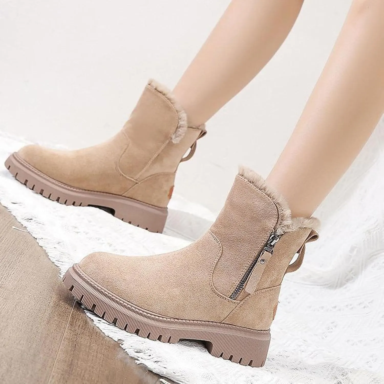 Snow Boots for Women Fashion Autumn And Winter Comfortable Bootie Casual Round Toe Thick Warm Plush Lined Shoes