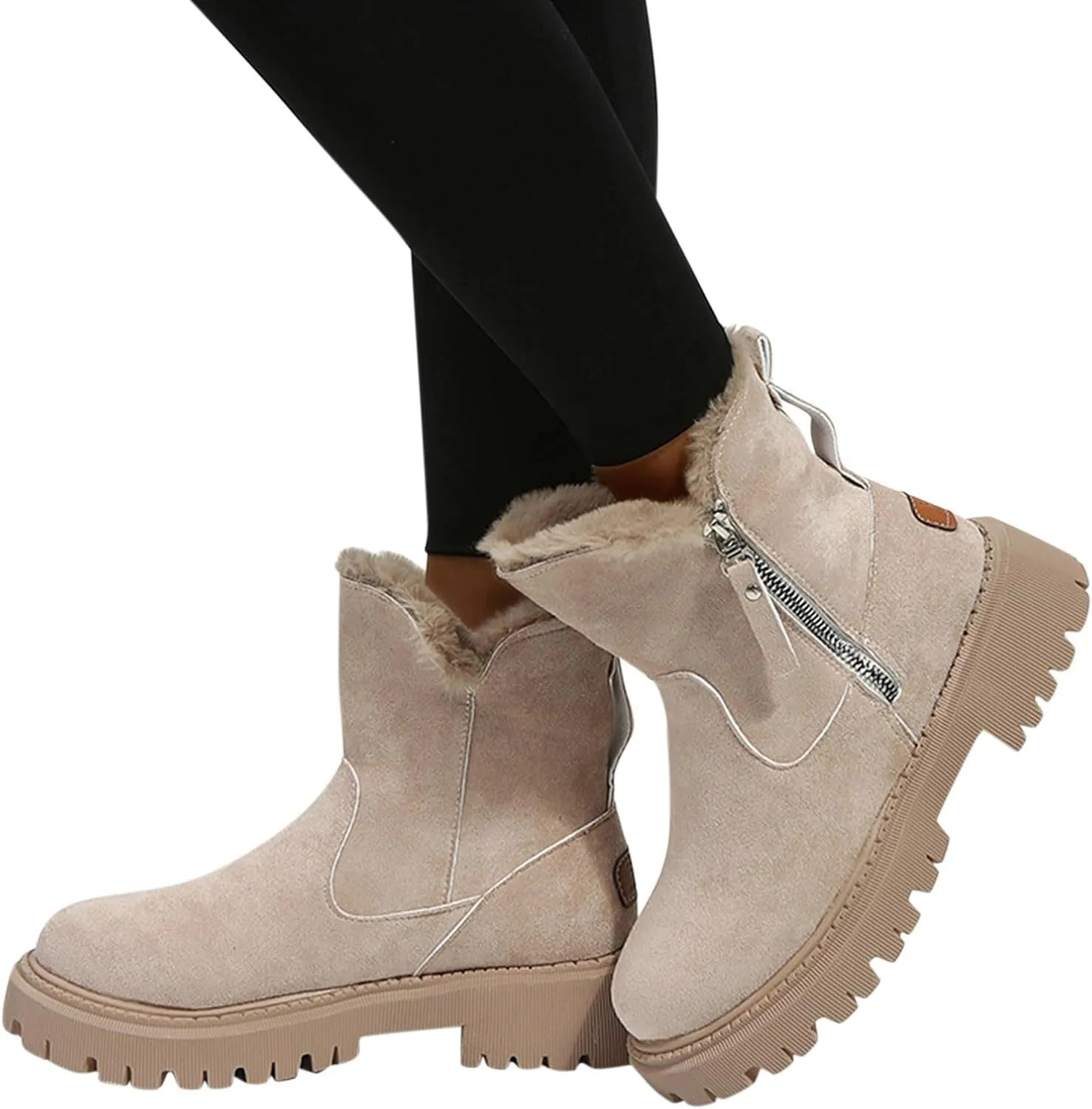 Snow Boots for Women Fashion Autumn And Winter Comfortable Bootie Casual Round Toe Thick Warm Plush Lined Shoes