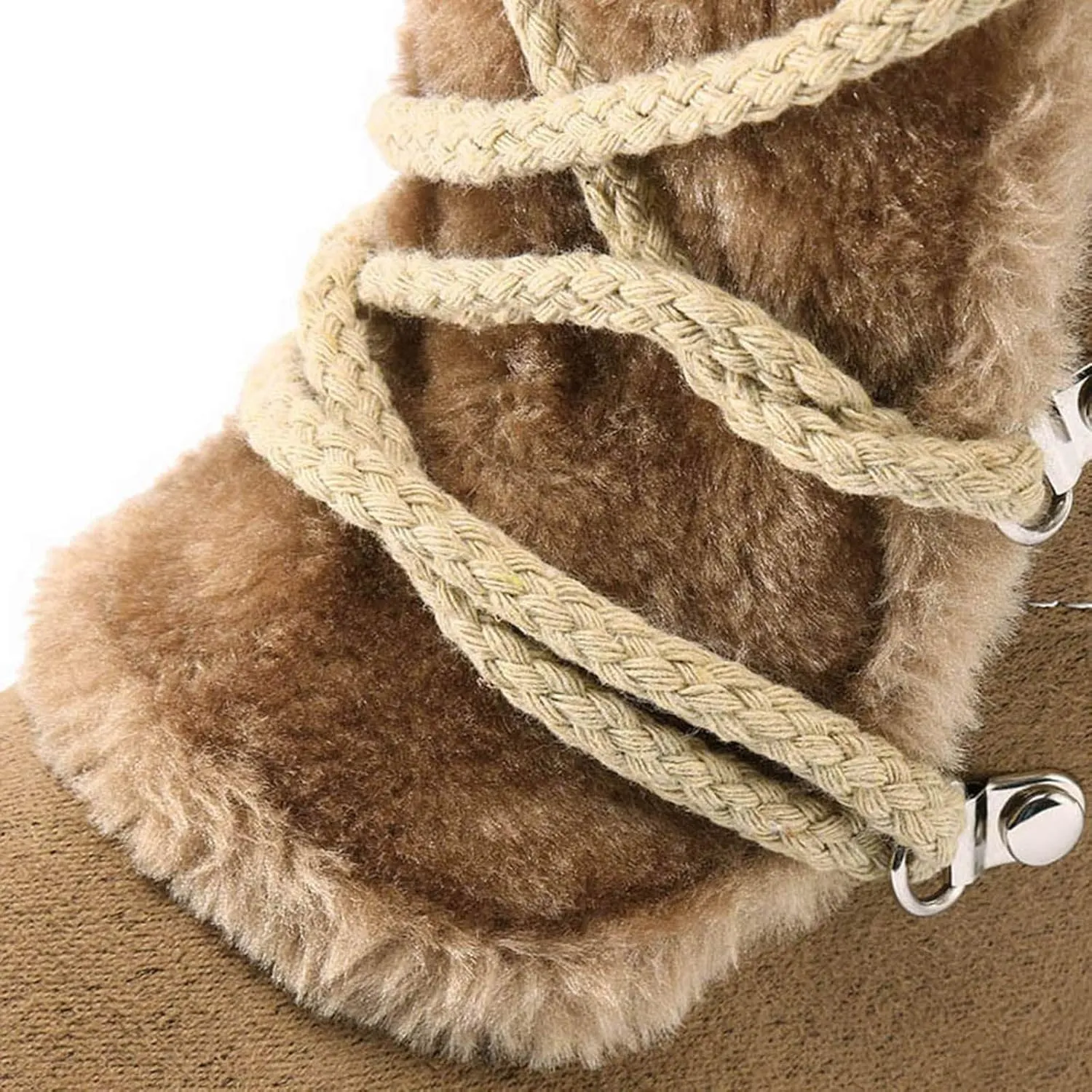 Snow Boots for Women, Mid Calf Warm Insulated Faux Fur Lined Waterproof Lace Up Snow Boots Warm Fur Lined Winter Water-Resistan Ankle Booties Zipper Anti-Slip Boots