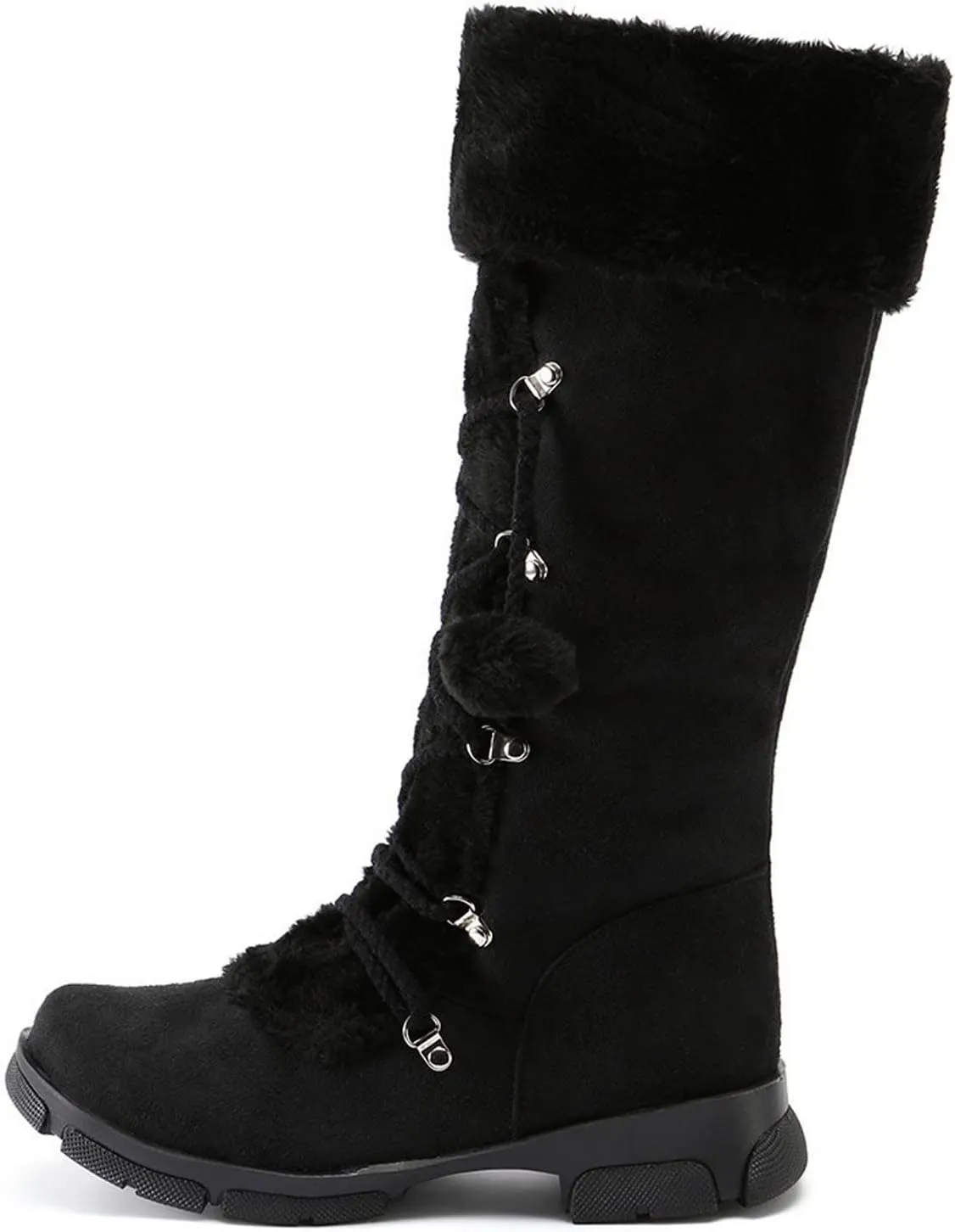 Snow Boots for Women, Mid Calf Warm Insulated Faux Fur Lined Waterproof Lace Up Snow Boots Warm Fur Lined Winter Water-Resistan Ankle Booties Zipper Anti-Slip Boots