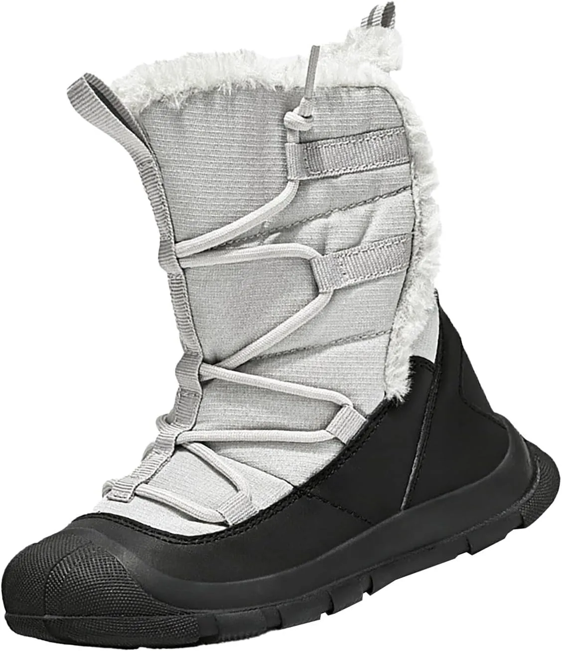 Snow Boots Kids Cozy Faux Fu Anti-Slip Snow Boots Lac Up Booties For Cold Weather Black Lac Up Boots For Girls