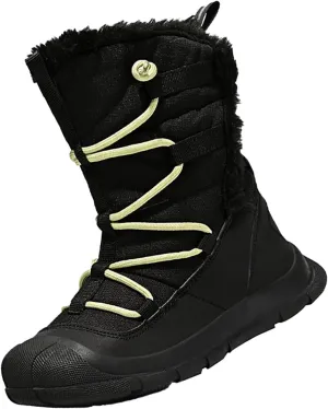 Snow Boots Kids Cozy Faux Fu Anti-Slip Snow Boots Lac Up Booties For Cold Weather Black Lac Up Boots For Girls