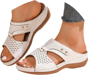 Summer Solid Slip On Casual Open Toe Wedges Comfortable Beach Shoes Sandals Slippers Lady Memory Foam Flip Flop