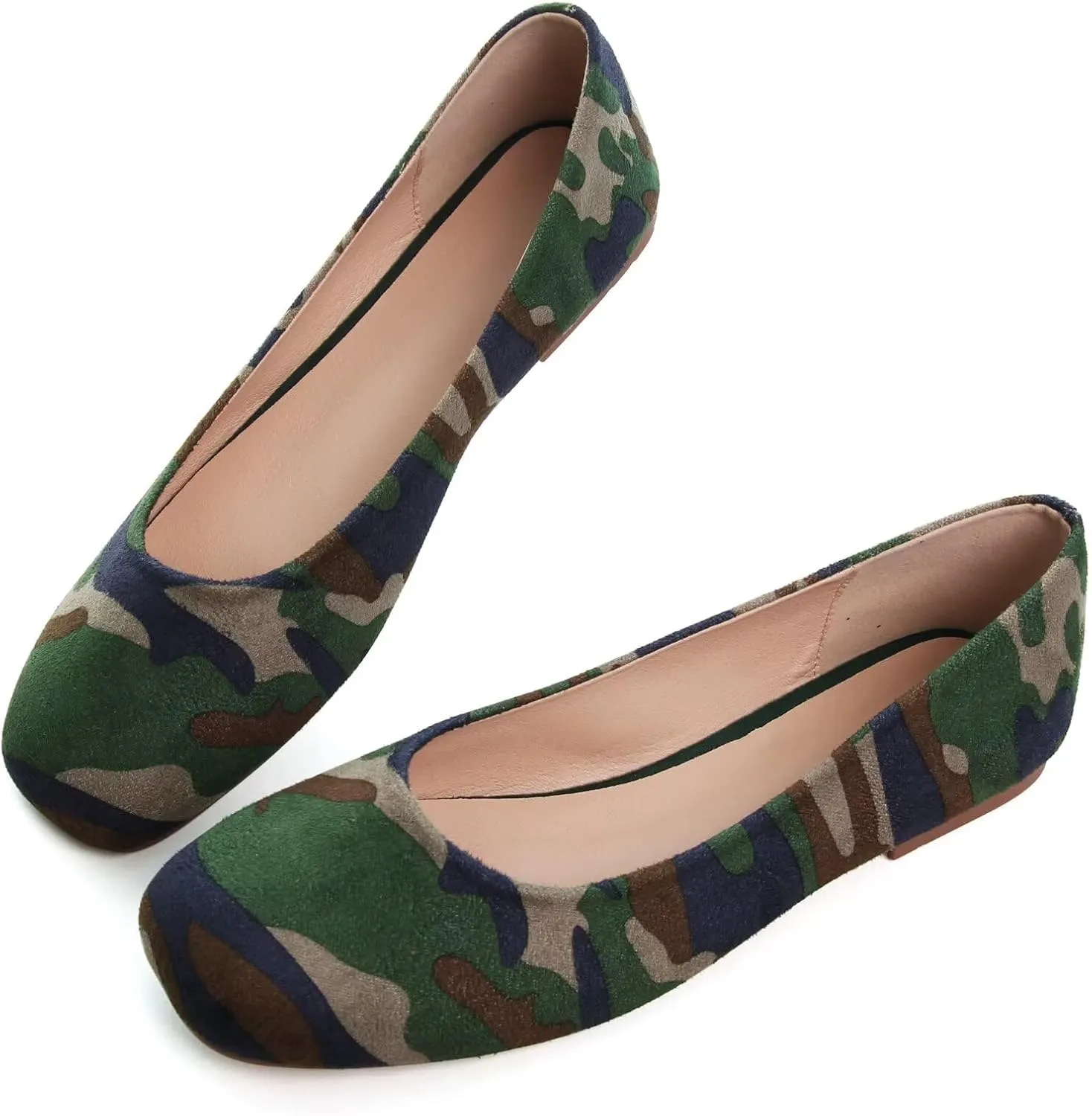 TN TANGNEST Women's Ballet Flats Cute Square Toe Dress Flats Soft Work Flats