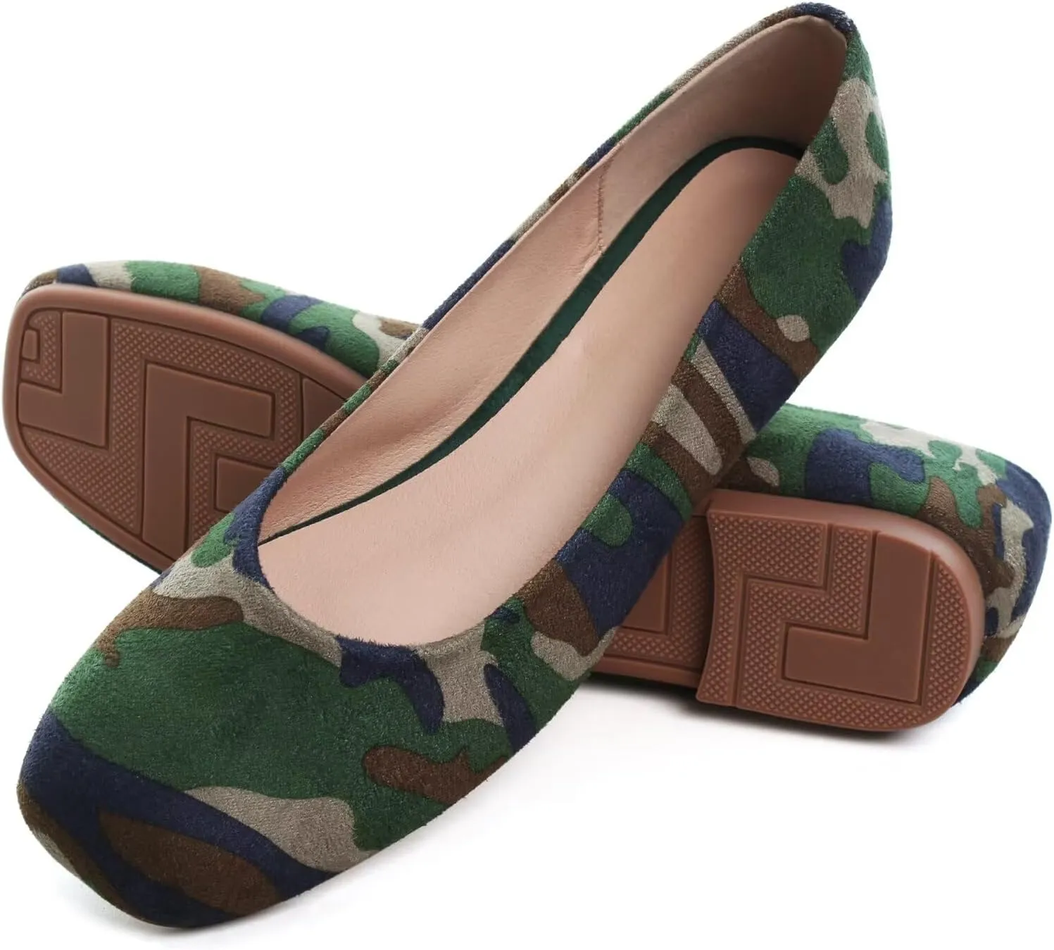 TN TANGNEST Women's Ballet Flats Cute Square Toe Dress Flats Soft Work Flats