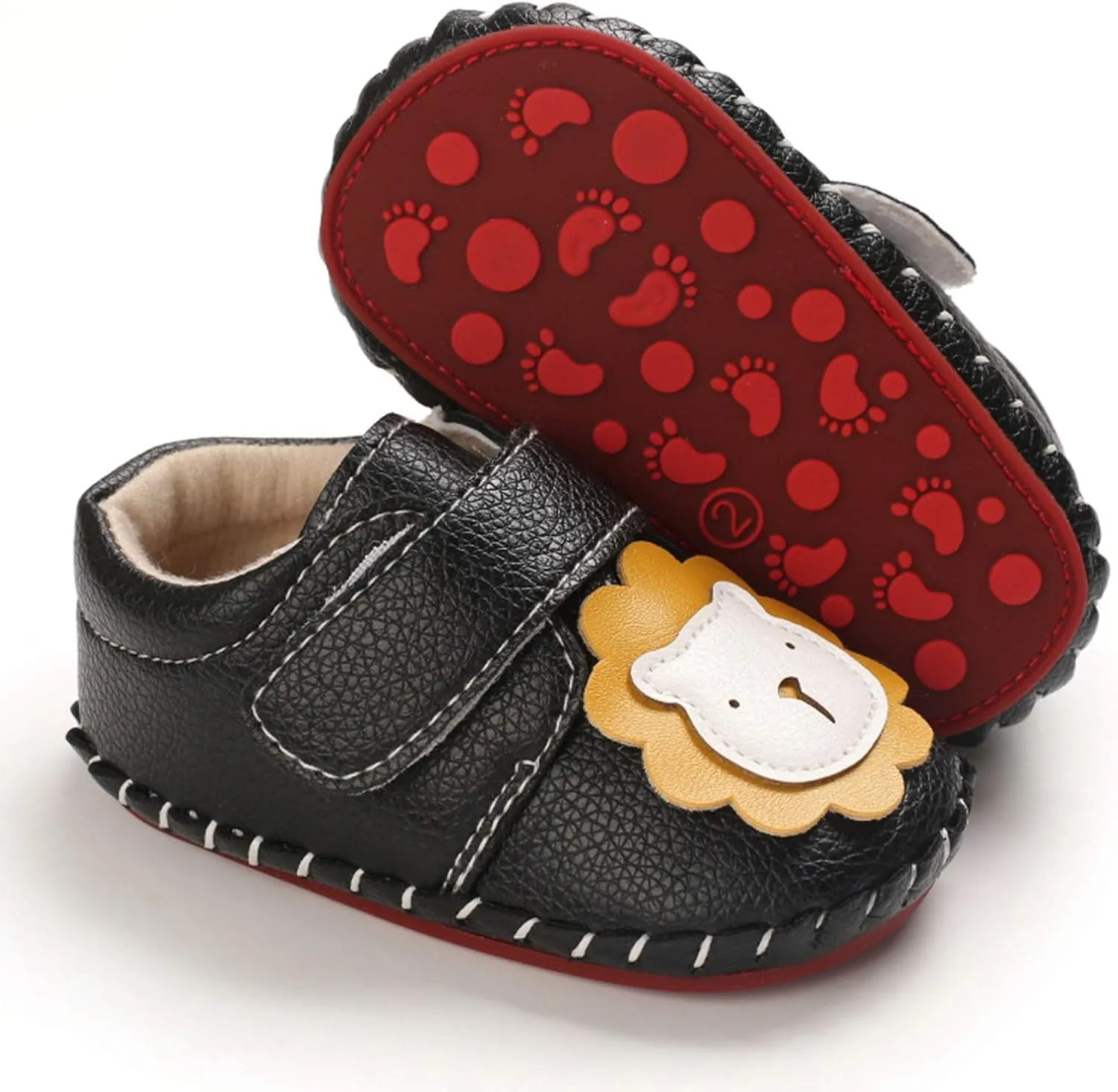 Toddler Baby Sneakers Rubber Sole Cartoon Bear Shoes Children Boys Girls PU Leather Non-Slip First Walking Shoes