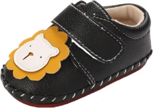 Toddler Baby Sneakers Rubber Sole Cartoon Bear Shoes Children Boys Girls PU Leather Non-Slip First Walking Shoes