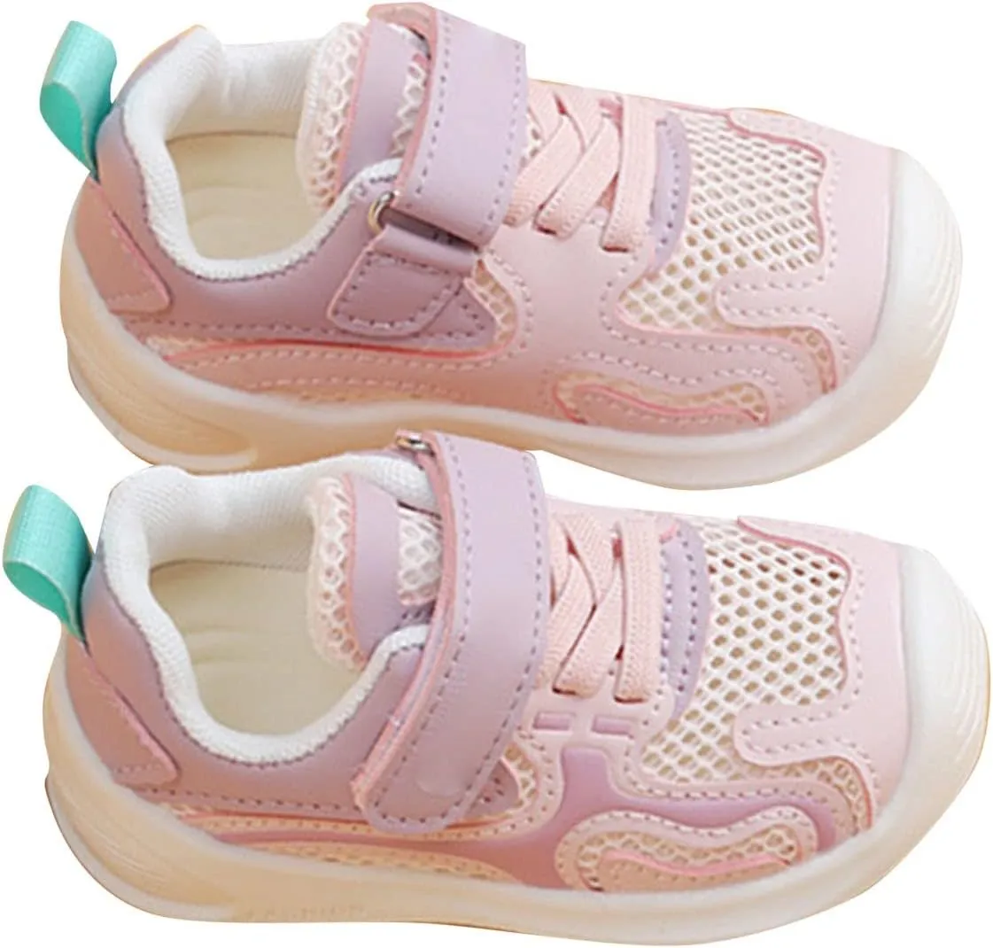 Toddler Boys Mesh Sneaker Ankle Hook and Loops Non Slip First Walking Sport Shoes Comfy Breathable Baby Infant Shoes