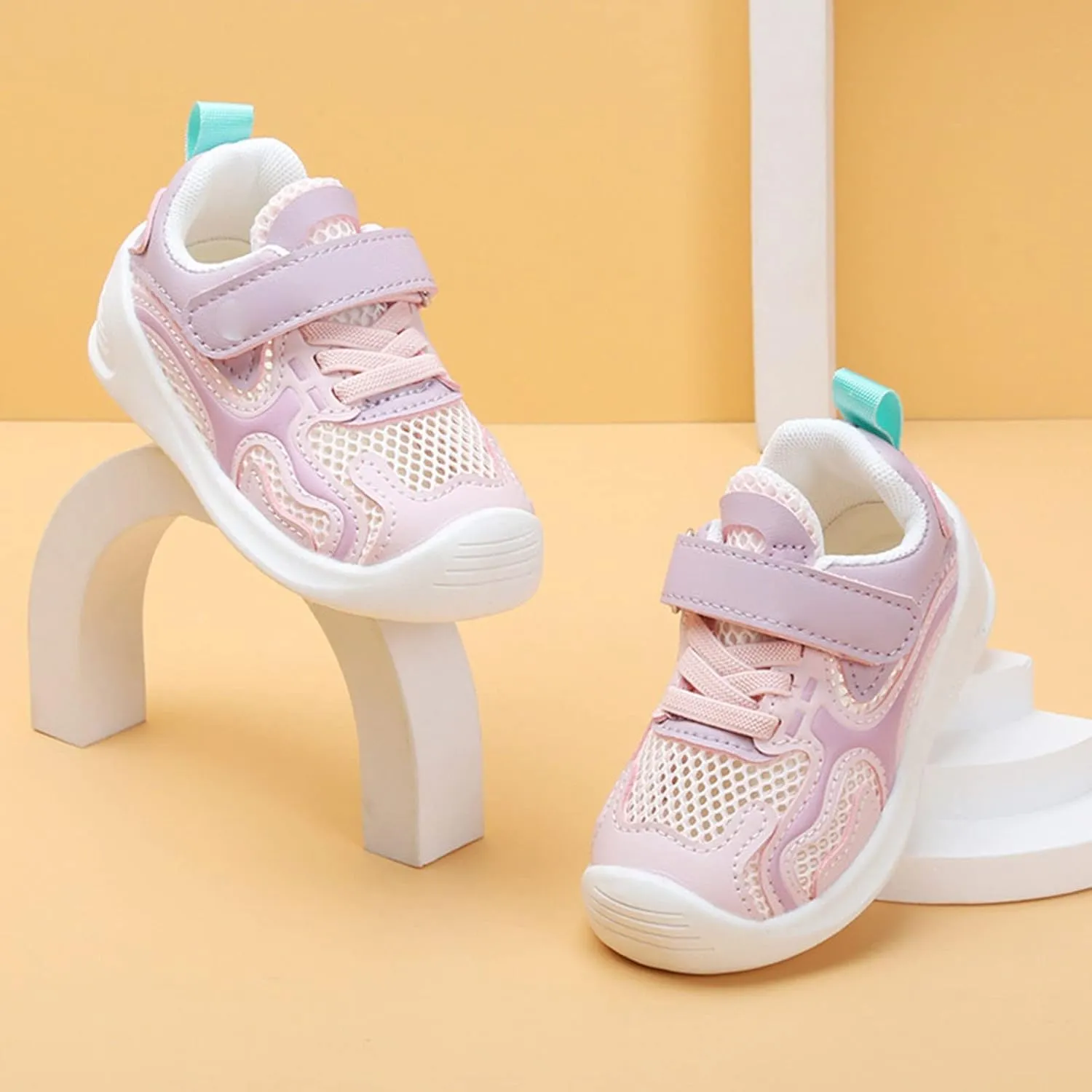 Toddler Boys Mesh Sneaker Ankle Hook and Loops Non Slip First Walking Sport Shoes Comfy Breathable Baby Infant Shoes