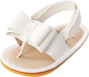 Toddler Comfortable Shoes Rubber Bow Shoes Walking Soft Flat Non-Slip Sole Baby Sandals Boys Girls Summer Baby