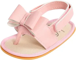 Toddler Comfortable Shoes Rubber Bow Shoes Walking Soft Flat Non-Slip Sole Baby Sandals Boys Girls Summer Baby