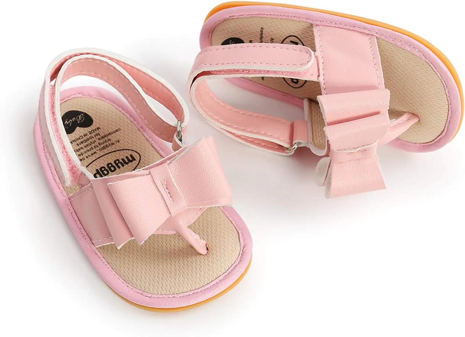 Toddler Comfortable Shoes Rubber Bow Shoes Walking Soft Flat Non-Slip Sole Baby Sandals Boys Girls Summer Baby