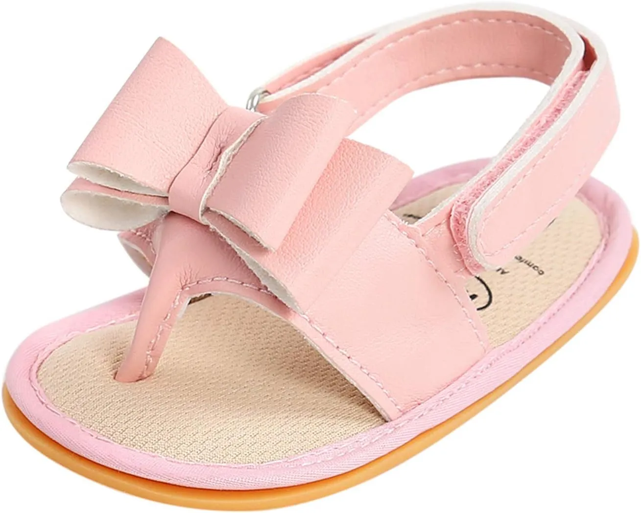 Toddler Comfortable Shoes Rubber Bow Shoes Walking Soft Flat Non-Slip Sole Baby Sandals Boys Girls Summer Baby