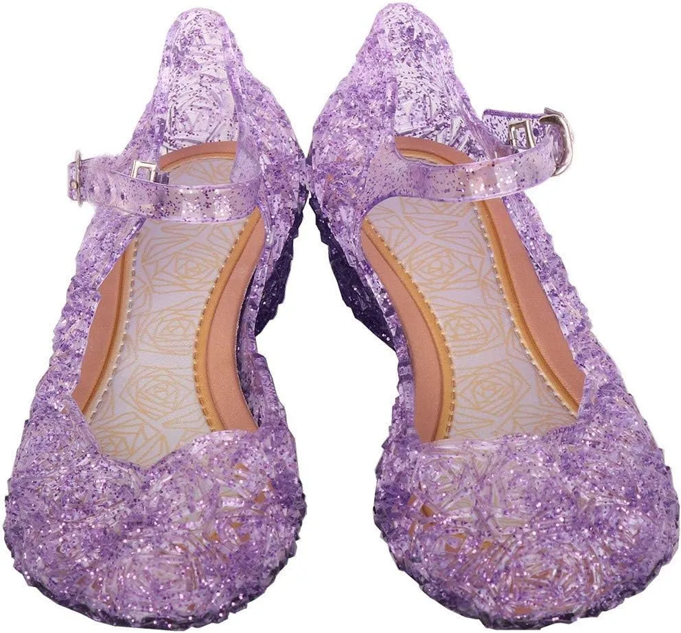 Toddler Girl Shoes, Kids Princess Costumes Jelly Flats Shoes, Little Girls Cosplay Birthday Party Dress Up Sandals