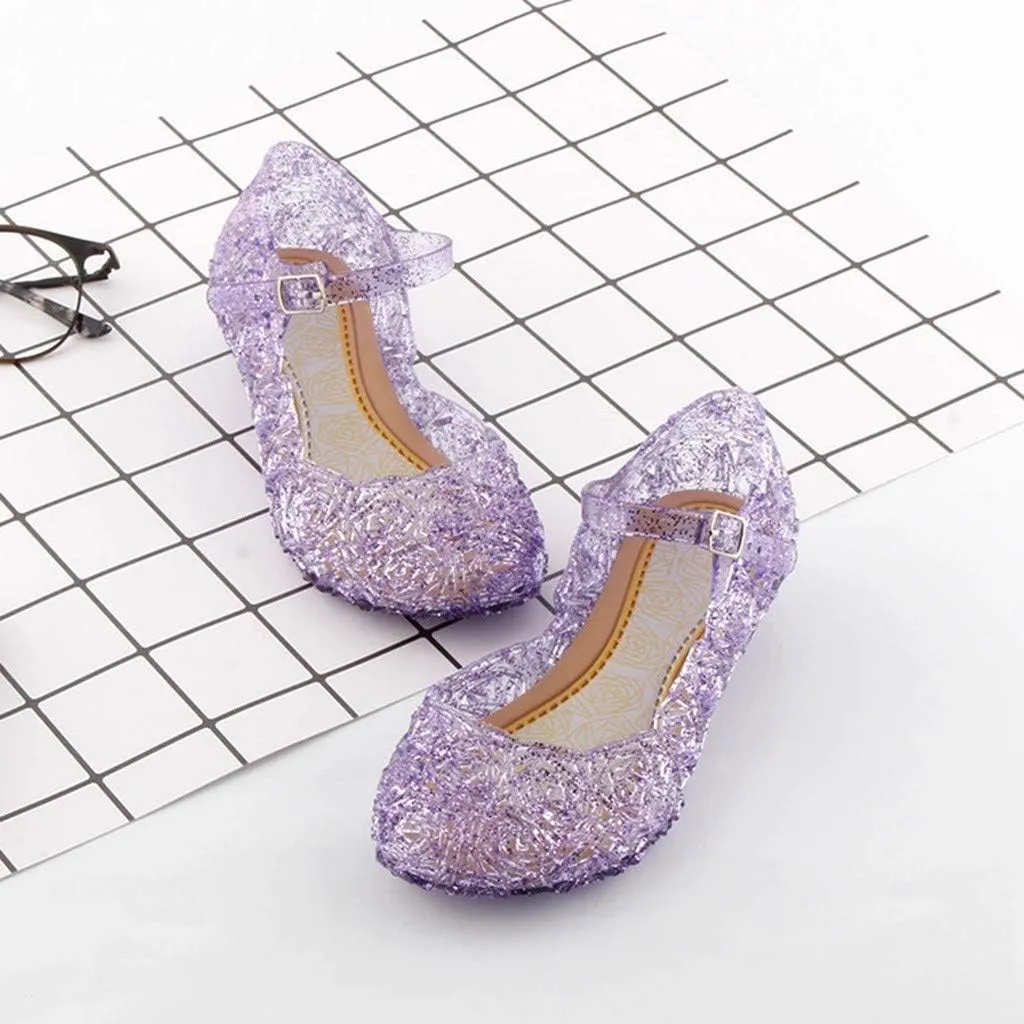 Toddler Girl Shoes, Kids Princess Costumes Jelly Flats Shoes, Little Girls Cosplay Birthday Party Dress Up Sandals
