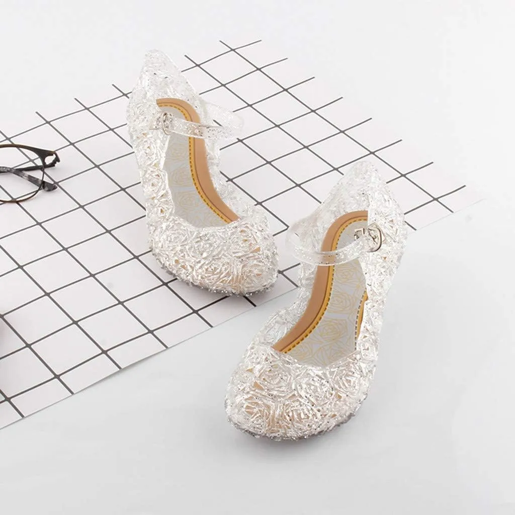 Toddler Girl Shoes, Kids Princess Costumes Jelly Flats Shoes, Little Girls Cosplay Birthday Party Dress Up Sandals