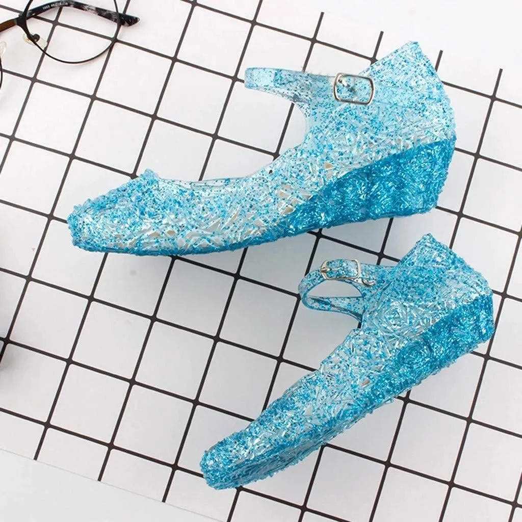 Toddler Girl Shoes, Kids Princess Costumes Jelly Flats Shoes, Little Girls Cosplay Birthday Party Dress Up Sandals