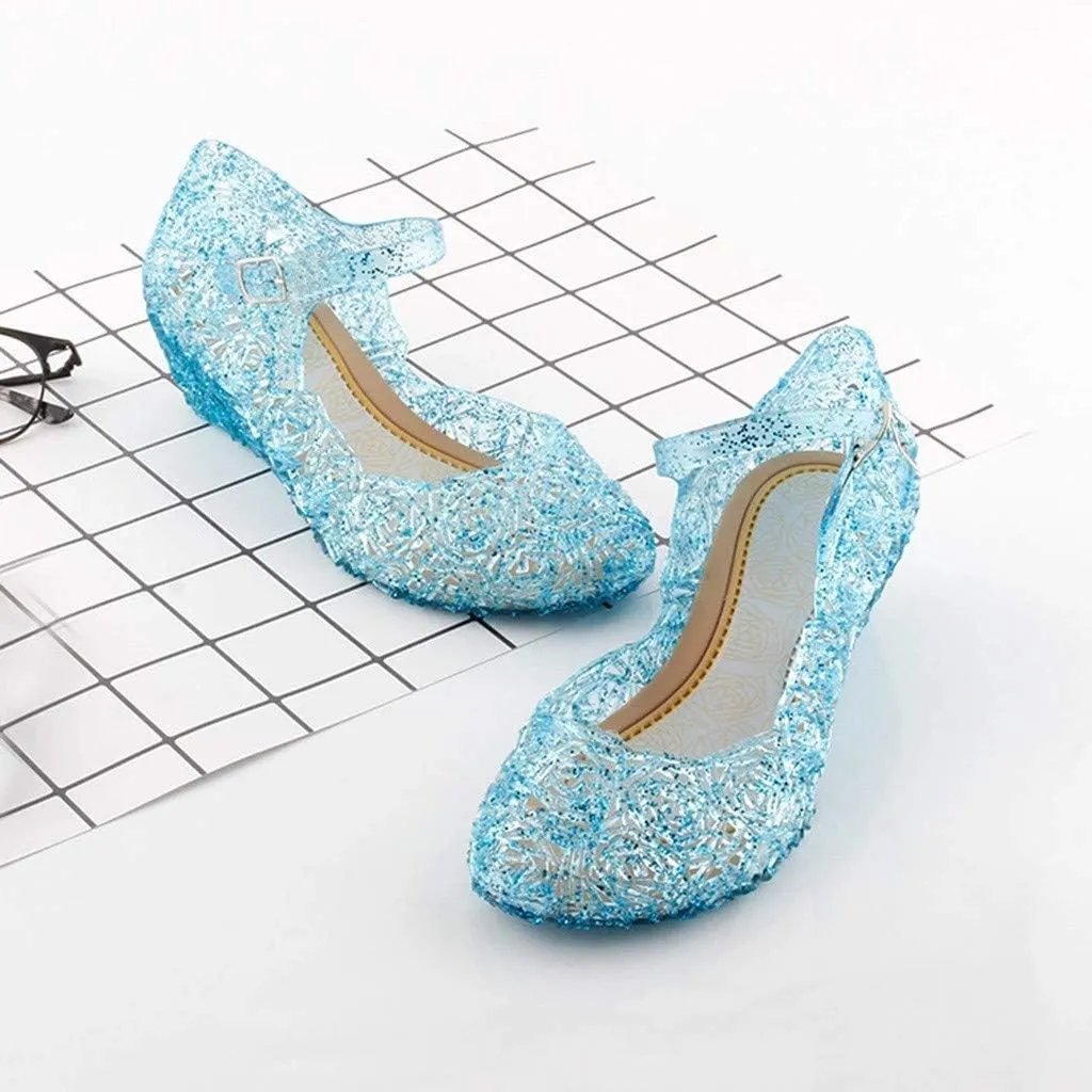 Toddler Girl Shoes, Kids Princess Costumes Jelly Flats Shoes, Little Girls Cosplay Birthday Party Dress Up Sandals