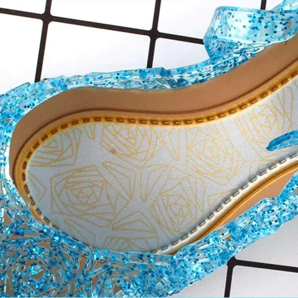 Toddler Girl Shoes, Kids Princess Costumes Jelly Flats Shoes, Little Girls Cosplay Birthday Party Dress Up Sandals