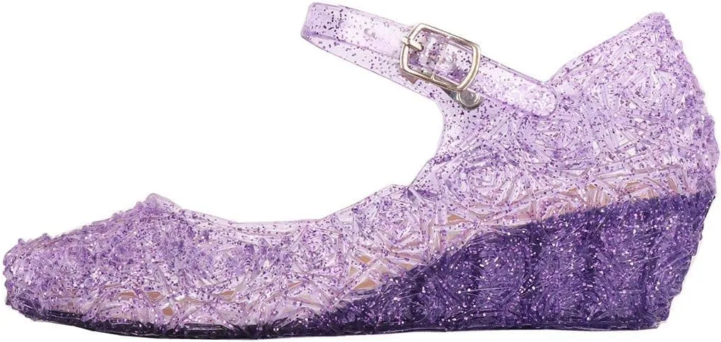 Toddler Girl Shoes, Kids Princess Costumes Jelly Flats Shoes, Little Girls Cosplay Birthday Party Dress Up Sandals