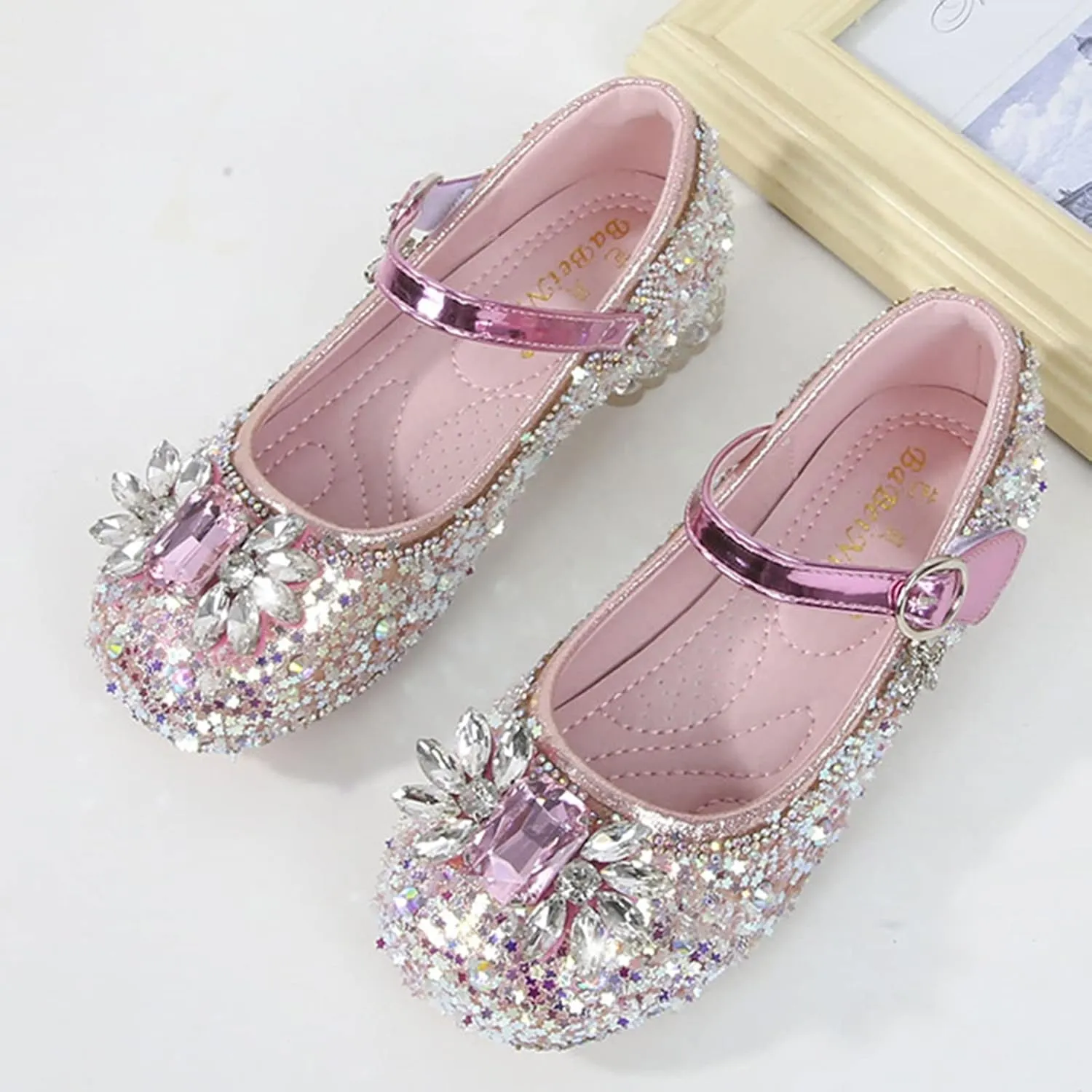 Toddler Girl Shoes,Little Kid Girls Dress Princess Shoes Sequins Bowknot Low Heels Party Dance Shoes 4-9 Years