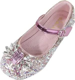 Toddler Girl Shoes,Little Kid Girls Dress Princess Shoes Sequins Bowknot Low Heels Party Dance Shoes 4-9 Years