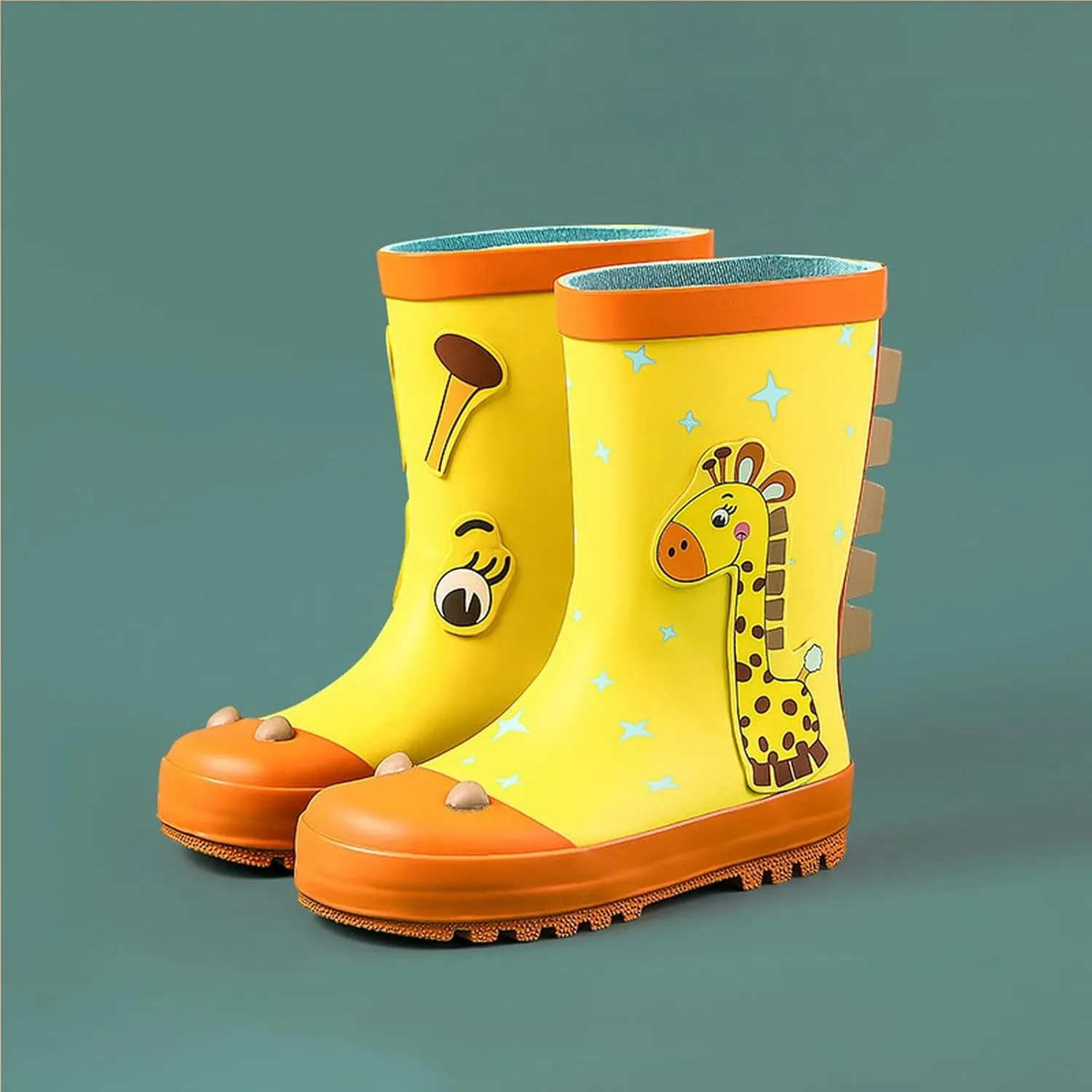 Toddler Kids Reflective Stripes Rain Boots Waterproo Rubber Boots In 3D Dinosaur Patterns For Boys Girls Rubber Boots