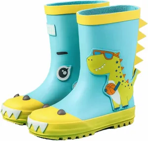 Toddler Kids Reflective Stripes Rain Boots Waterproo Rubber Boots In 3D Dinosaur Patterns For Boys Girls Rubber Boots