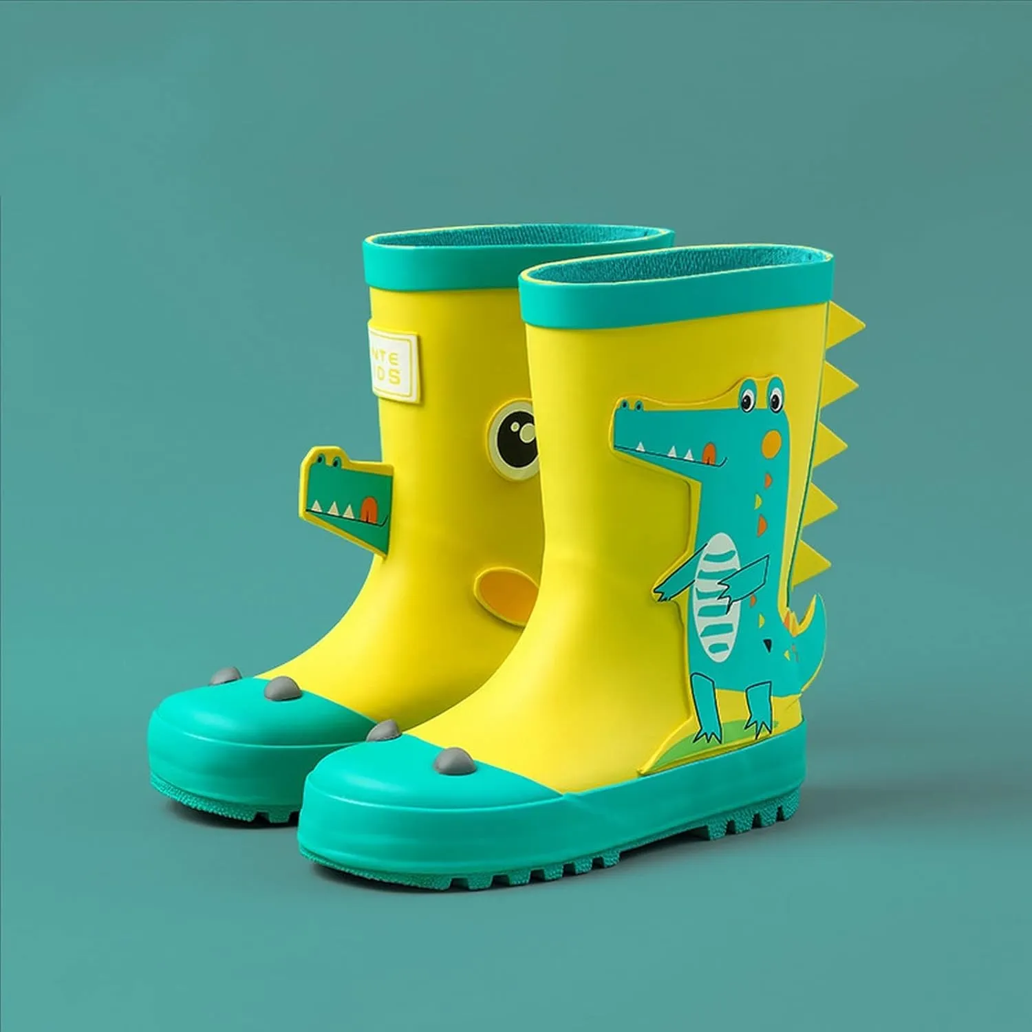 Toddler Kids Reflective Stripes Rain Boots Waterproo Rubber Boots In 3D Dinosaur Patterns For Boys Girls Rubber Boots