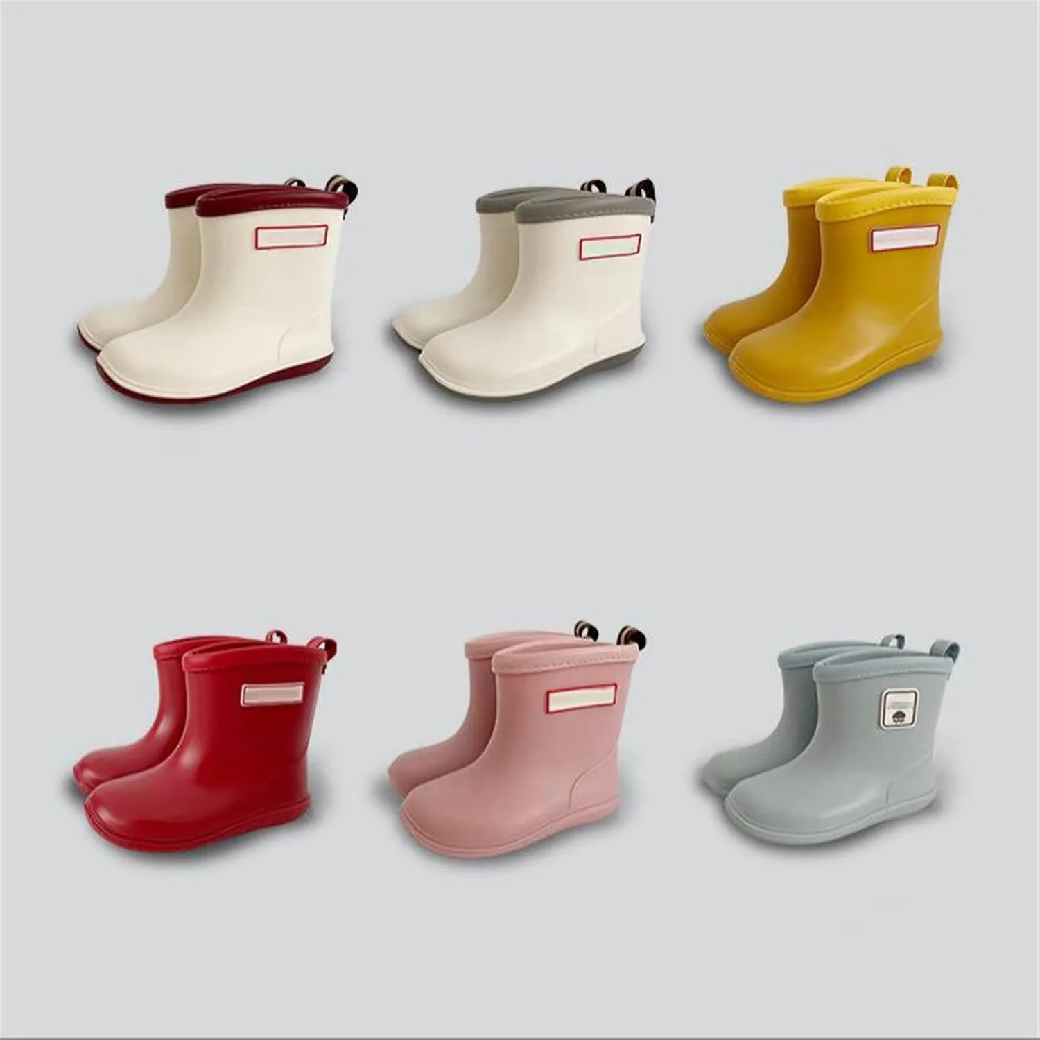 Toddler Rain Boots Baby Short Mud Rubber Boots for Kids Boys Girls Non-Slip Rubber Sole, Cotton Lining,Lightweight