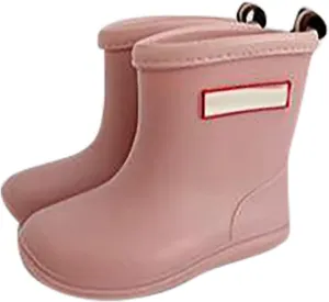 Toddler Rain Boots Baby Short Mud Rubber Boots for Kids Boys Girls Non-Slip Rubber Sole, Cotton Lining,Lightweight
