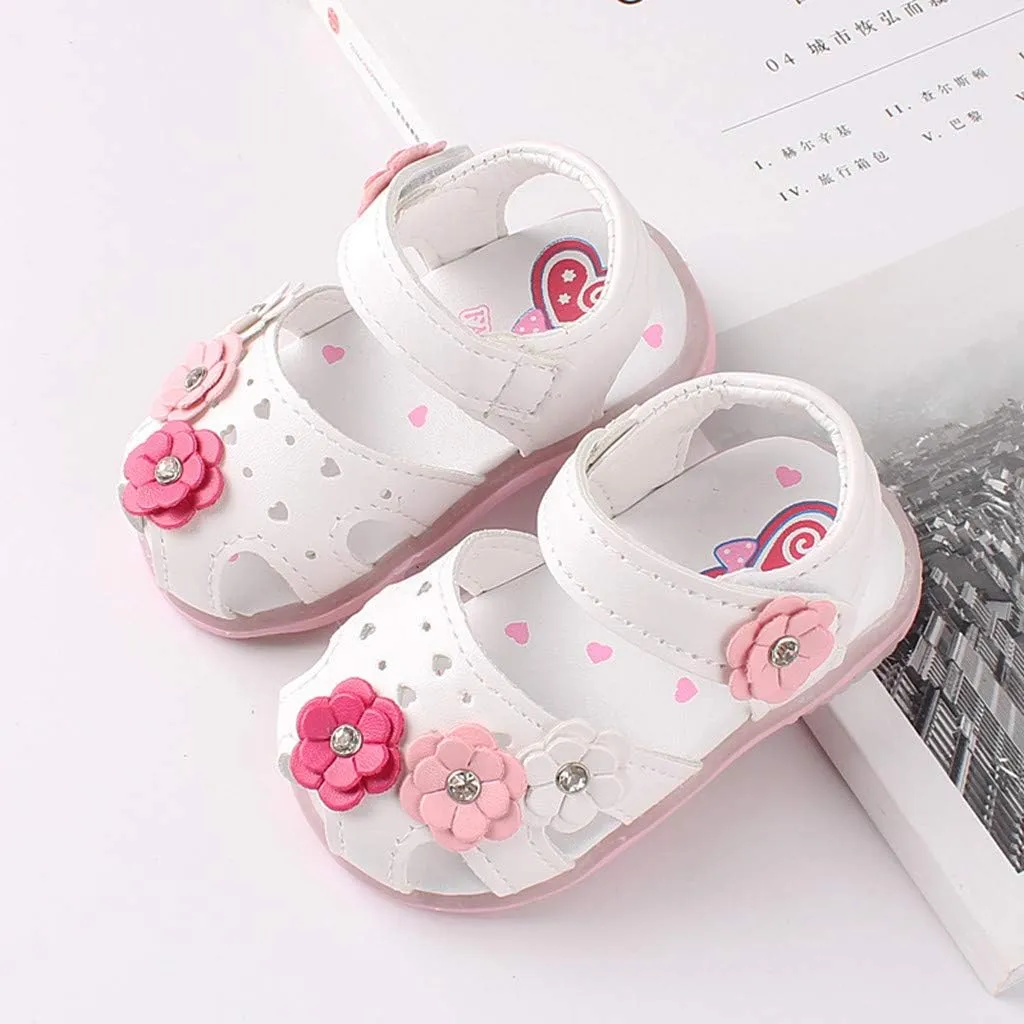 Toddler Shoes Baby Girl LED Light Up Sandals Infant Flowers Casual Shoes Luminous Sport Sandals Summer Sneakers
