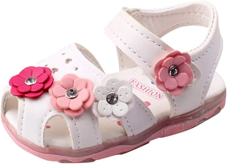 Toddler Shoes Baby Girl LED Light Up Sandals Infant Flowers Casual Shoes Luminous Sport Sandals Summer Sneakers
