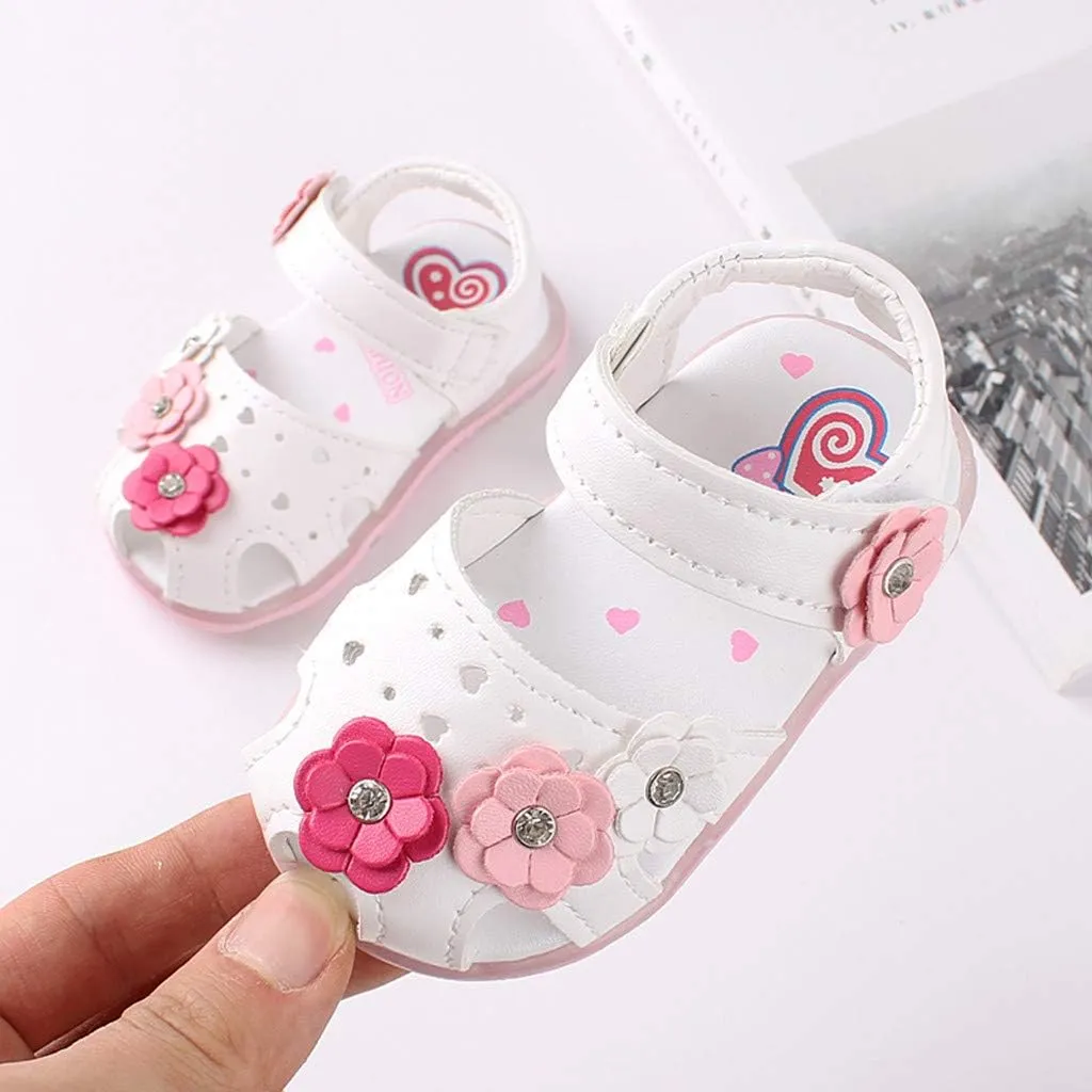 Toddler Shoes Baby Girl LED Light Up Sandals Infant Flowers Casual Shoes Luminous Sport Sandals Summer Sneakers
