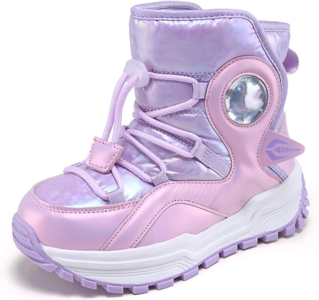 Toddler Snow Boots Fuzzy Faux Fur Lining Cold Weather Warm Bootie Shoes Cozy Non-Slip Outdoor Rubber Thick Sole