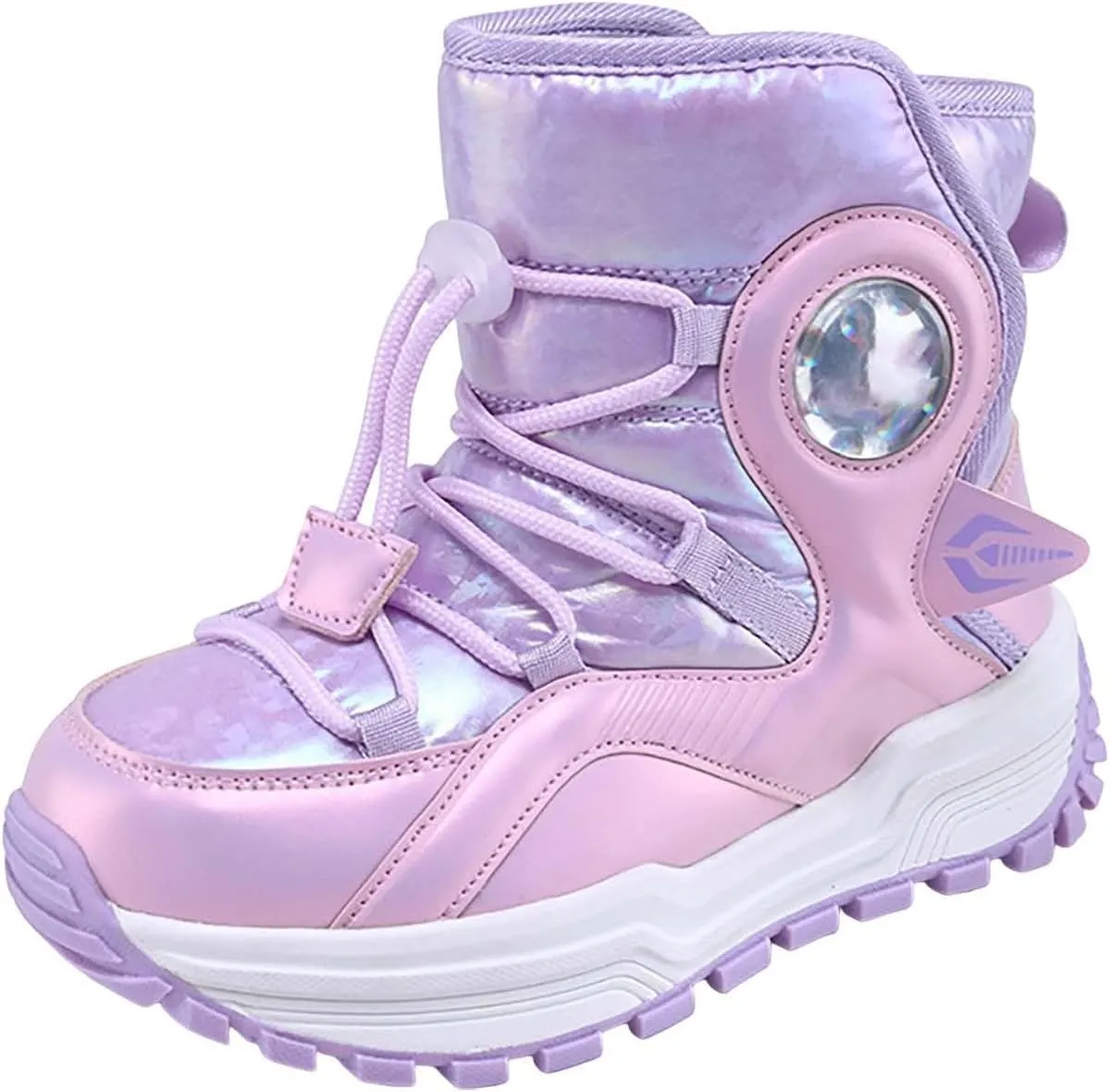 Toddler Snow Boots Fuzzy Faux Fur Lining Cold Weather Warm Bootie Shoes Cozy Non-Slip Outdoor Rubber Thick Sole