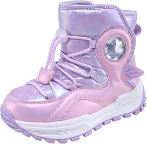 Toddler Snow Boots Fuzzy Faux Fur Lining Cold Weather Warm Bootie Shoes Cozy Non-Slip Outdoor Rubber Thick Sole