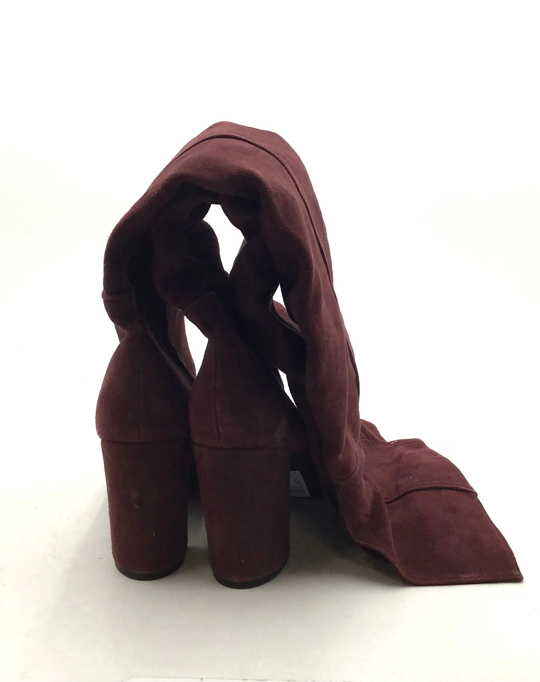Topshop Women's Brown Round Toe Over The Knee Block Heel Fashion Boots- Size 7.5