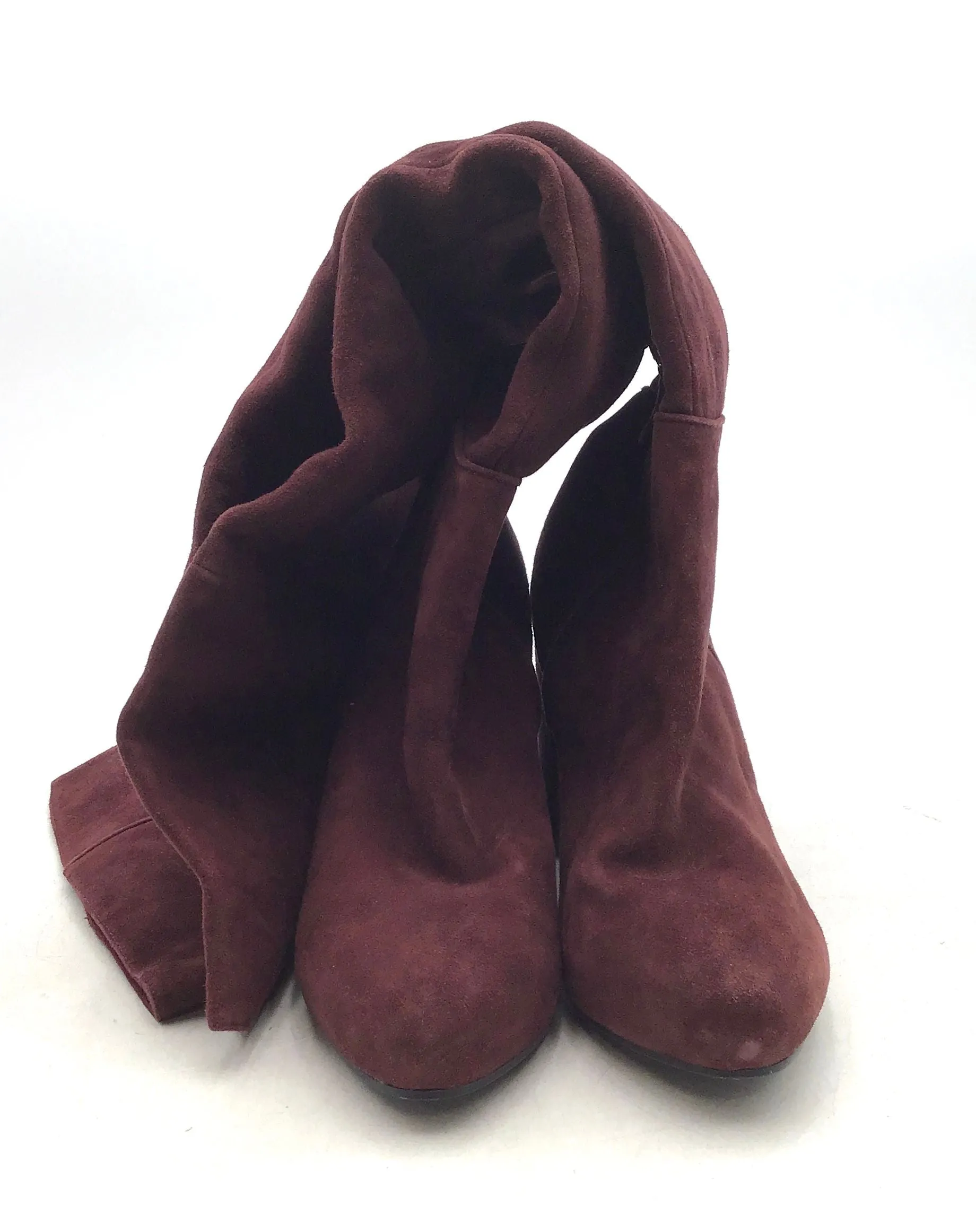 Topshop Women's Brown Round Toe Over The Knee Block Heel Fashion Boots- Size 7.5