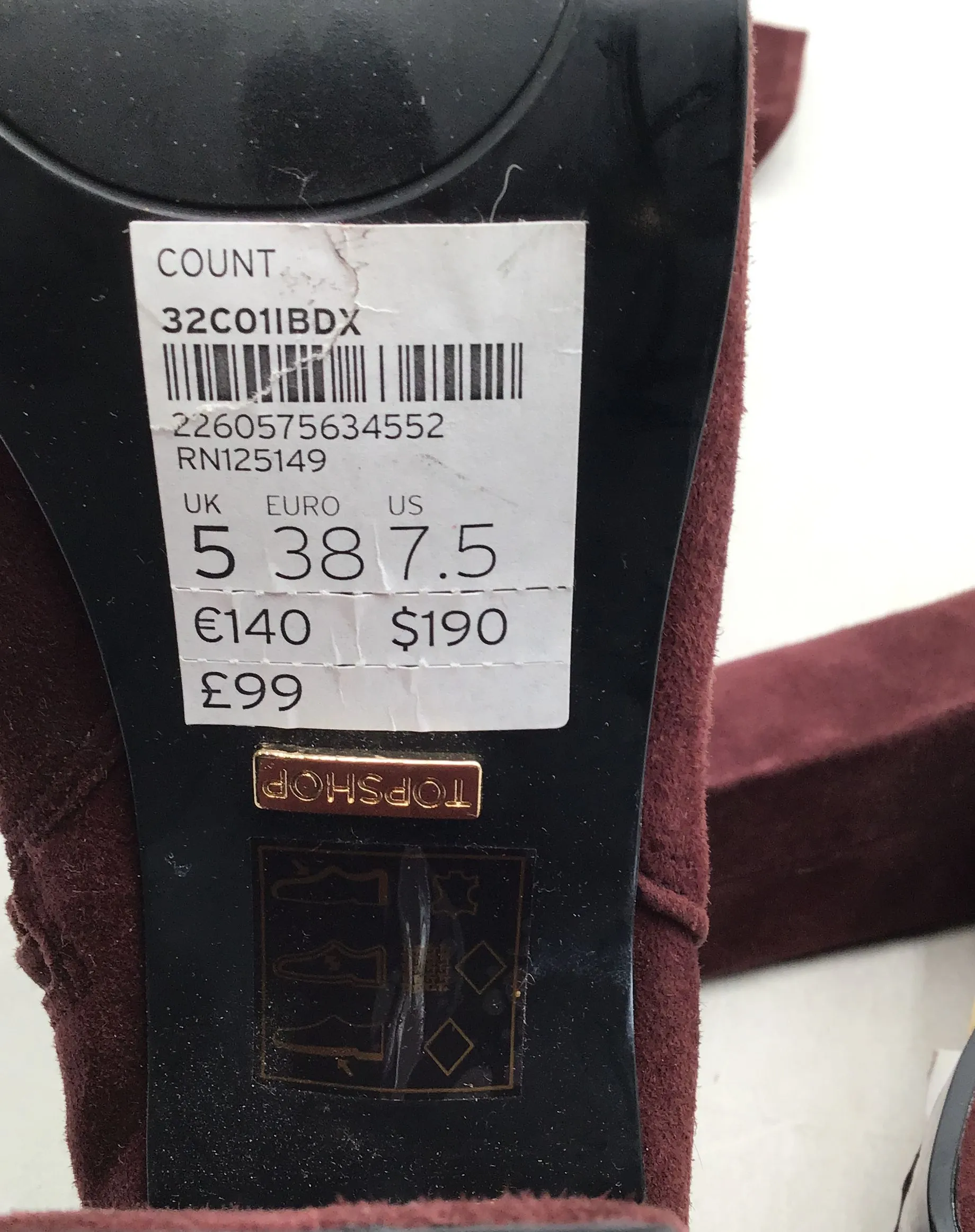 Topshop Women's Brown Round Toe Over The Knee Block Heel Fashion Boots- Size 7.5