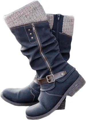 Winter Boots For Women Fashion 2022 Combat Boots Lace up Mid Calf Low Heel Chunky Platform Side Zipper Military Booties