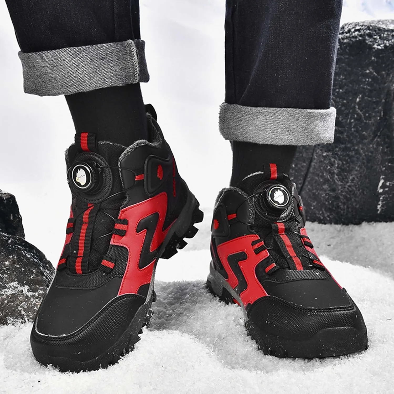 Winter men's mid length boots hiking snow insulated waterproof outdoor boots waterproof snow boots work boots hiking boots
