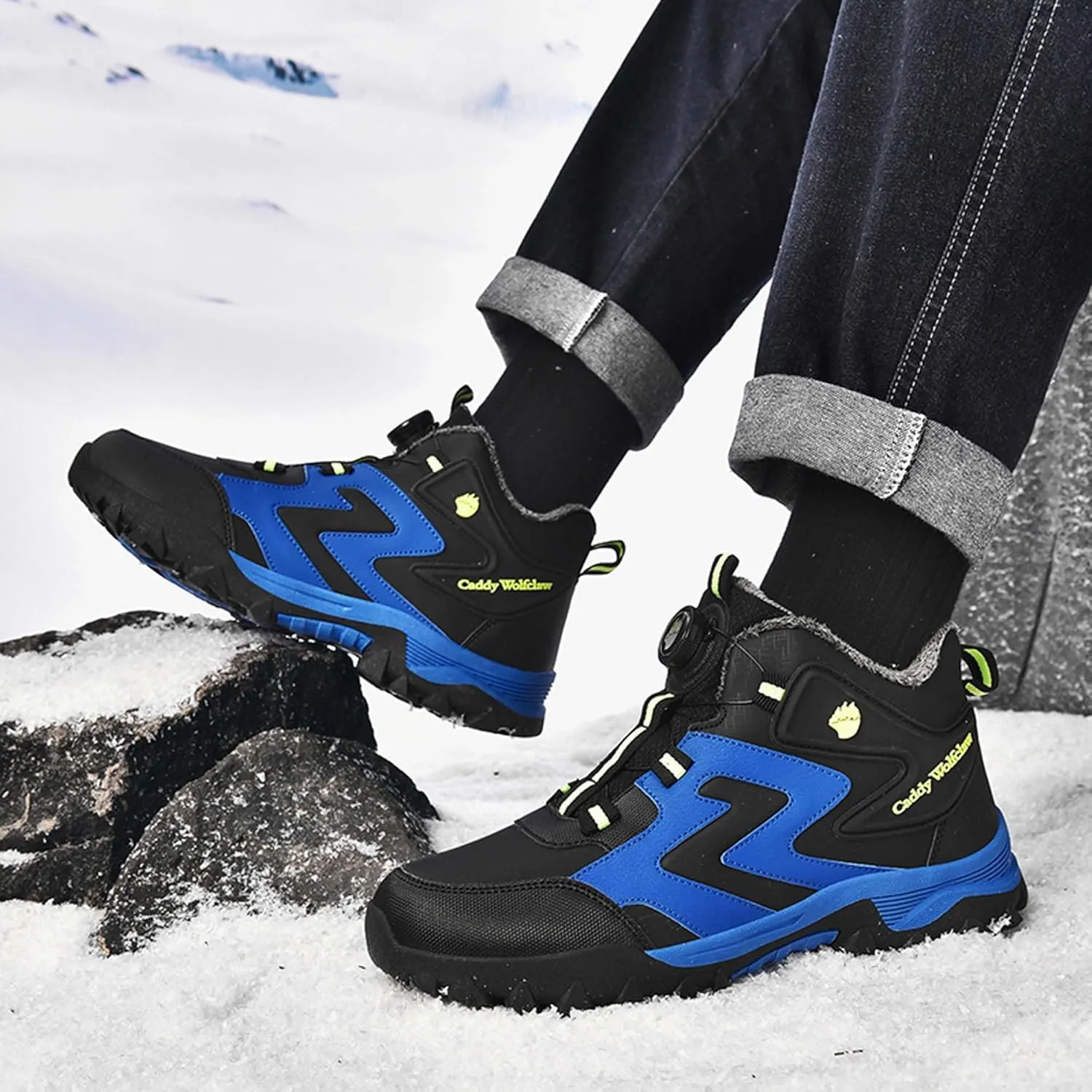 Winter men's mid length boots hiking snow insulated waterproof outdoor boots waterproof snow boots work boots hiking boots