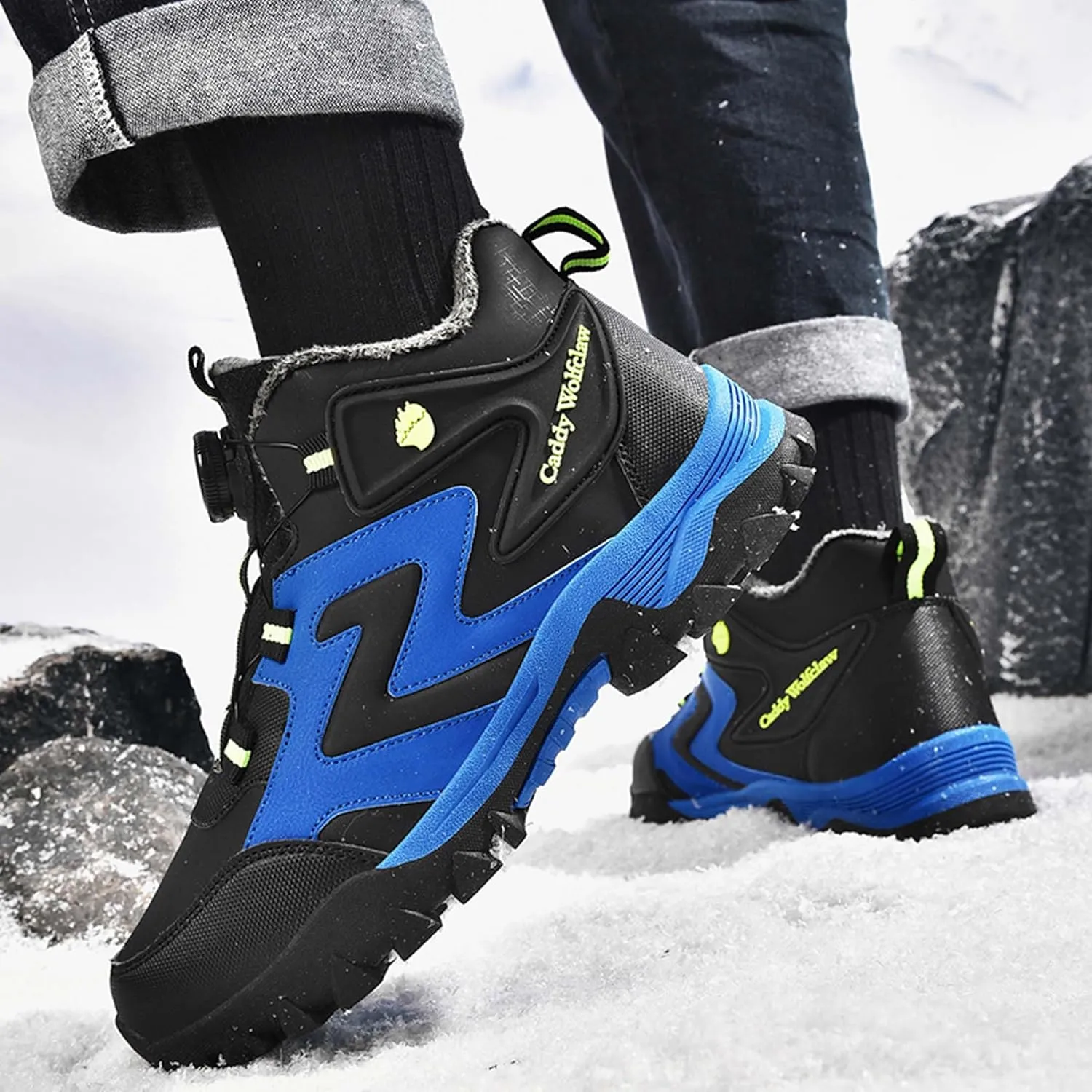 Winter men's mid length boots hiking snow insulated waterproof outdoor boots waterproof snow boots work boots hiking boots