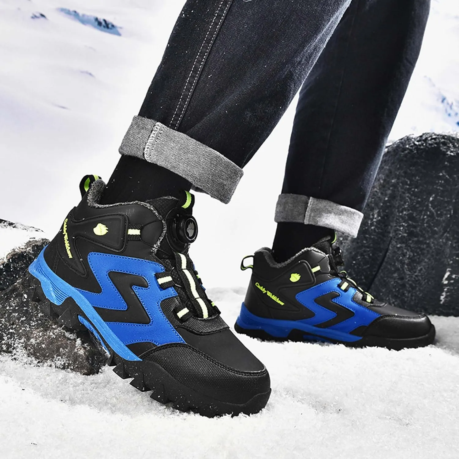 Winter men's mid length boots hiking snow insulated waterproof outdoor boots waterproof snow boots work boots hiking boots