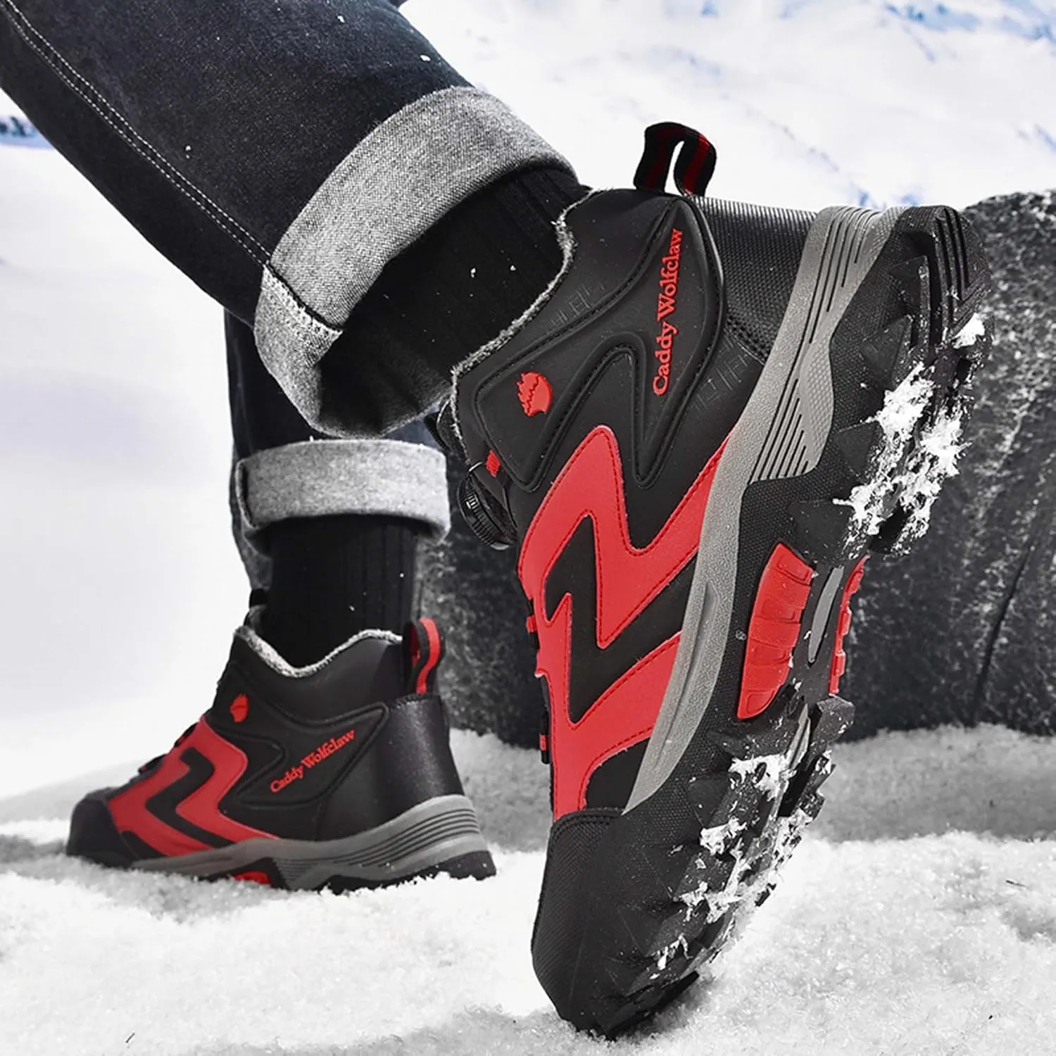 Winter men's mid length boots hiking snow insulated waterproof outdoor boots waterproof snow boots work boots hiking boots