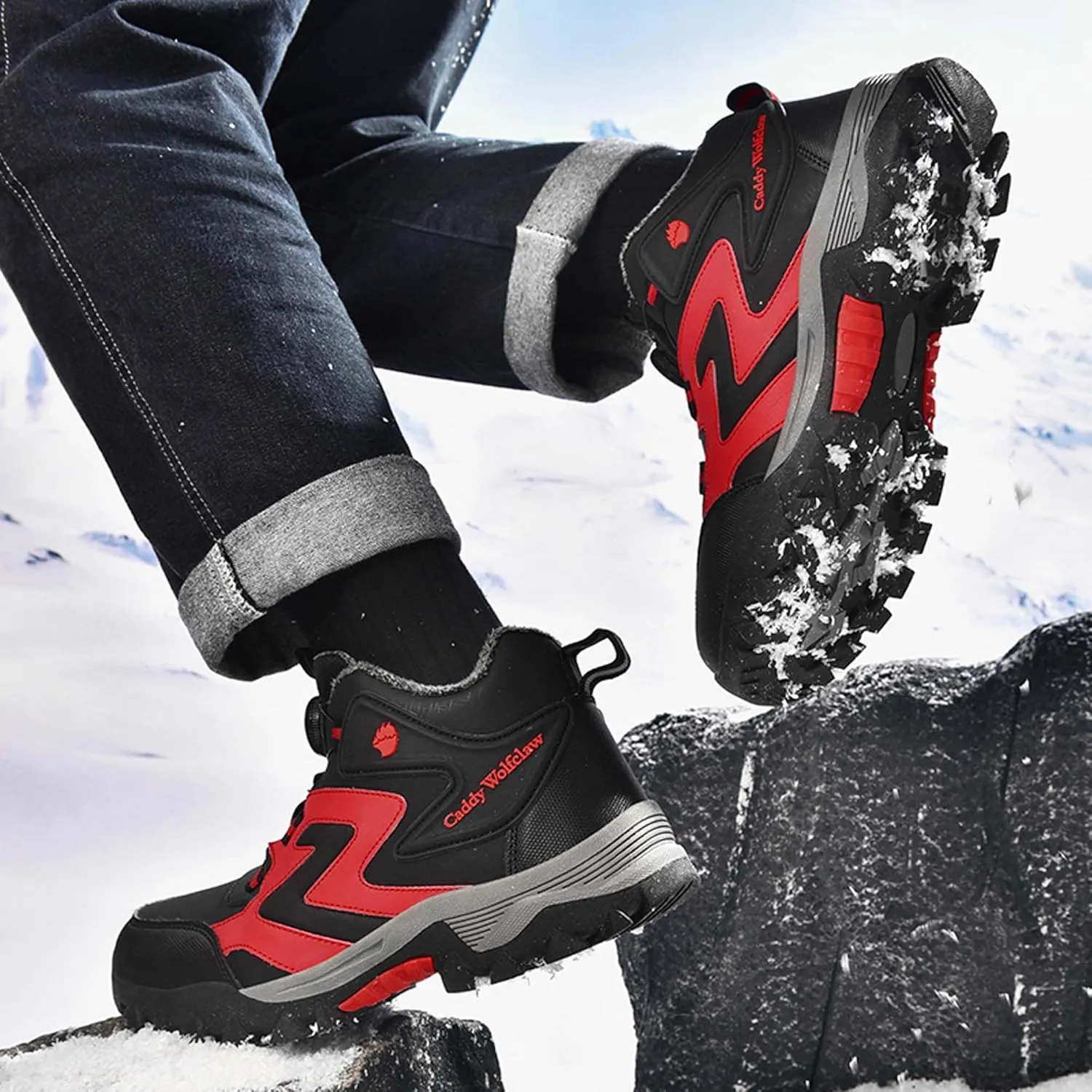 Winter men's mid length boots hiking snow insulated waterproof outdoor boots waterproof snow boots work boots hiking boots