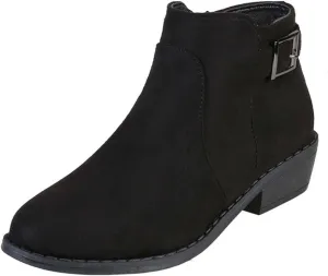 Women's Ankle Boots Chunky Heel Low Heeled Booties Fashion Closed Toe Strap Buckle Ankle Bootie