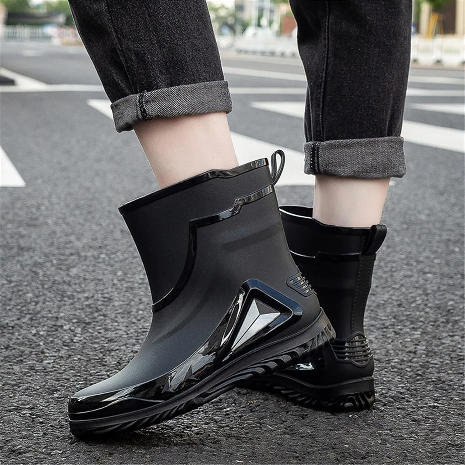 Women's Ankle Rain Boots Waterproof Rubber Deck Boots Short Garden Shoes Comfortable Non Slip Work Shoes